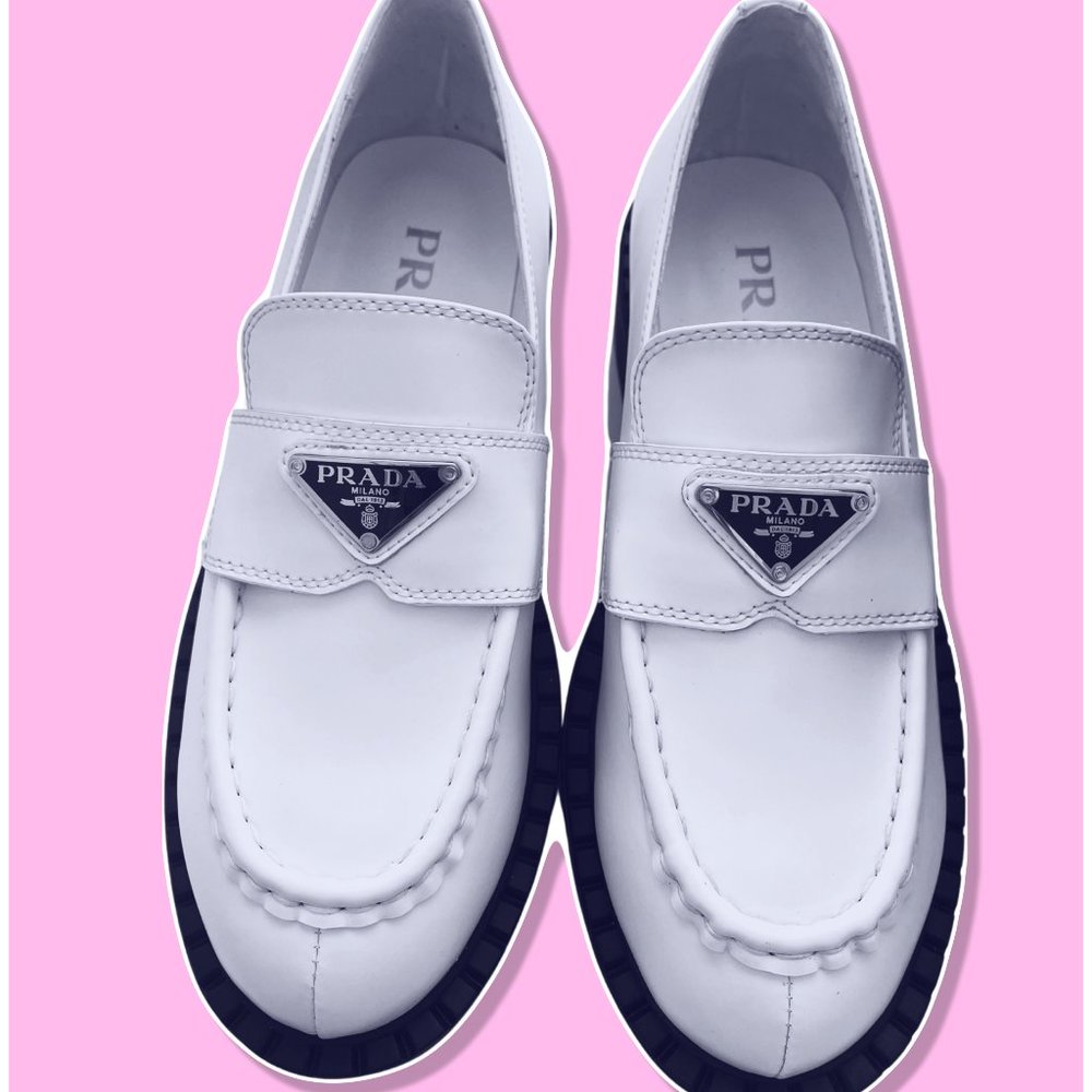White Prada Loafers size 8